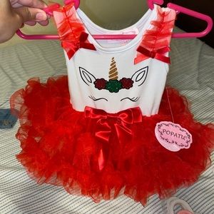 Baby girl Red Unicorn Tutu dress (never worn)